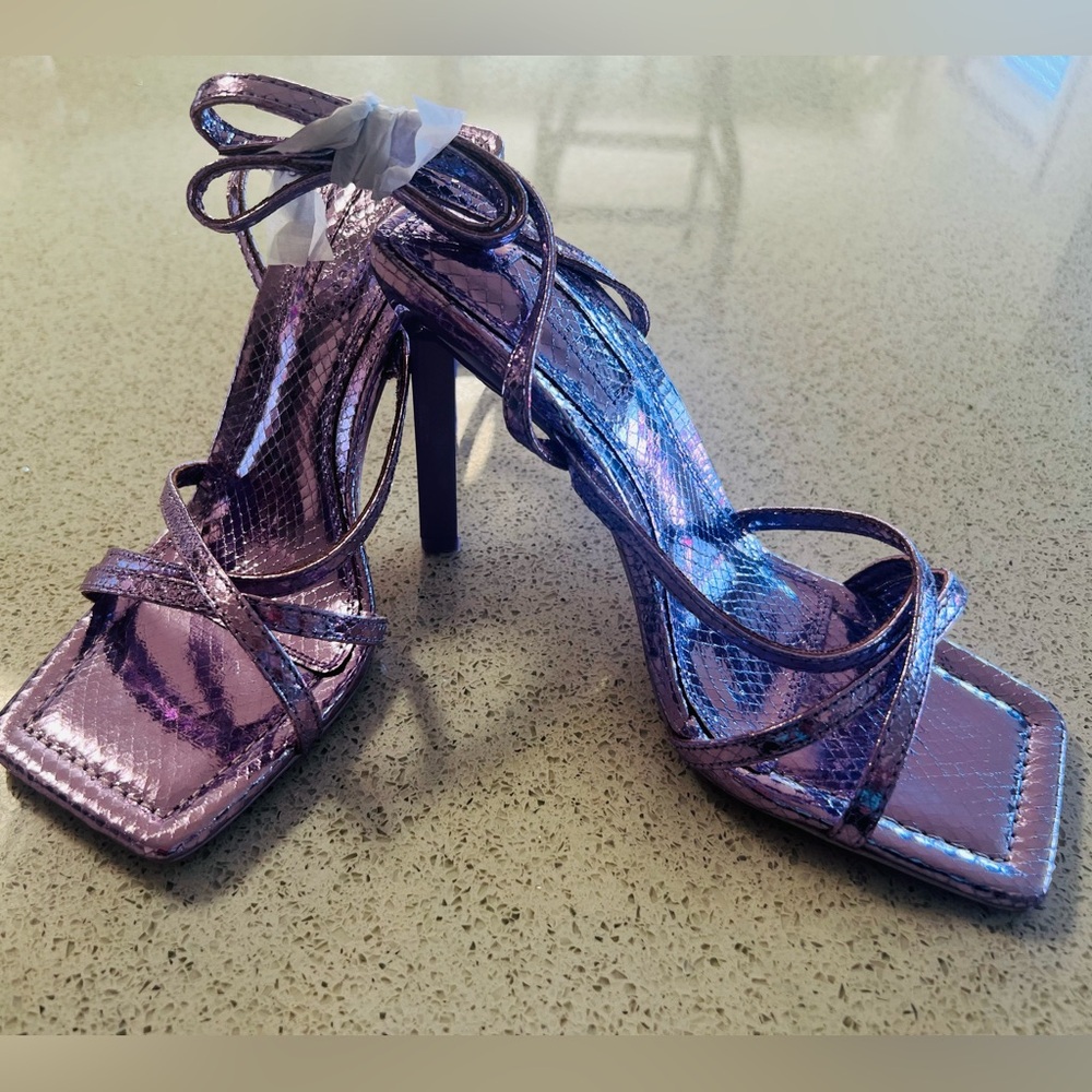 Topshop Ellie Metallic Lilac Heeled Sandal